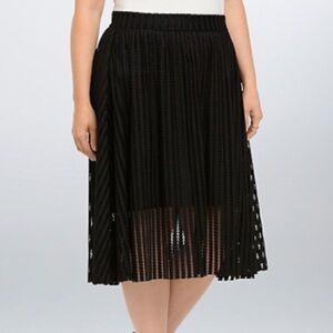 Torrid Womens Black Mesh A Line Midi Skirt Sz 14 Striped Whimsigoth Witchy Flowy